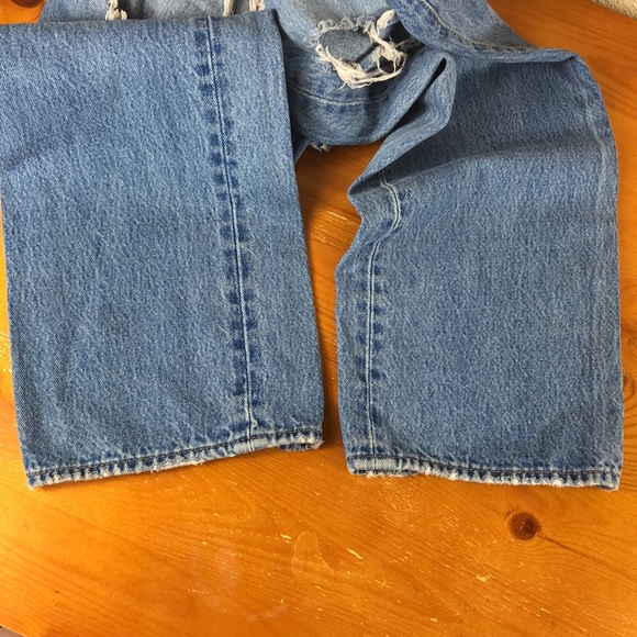 Levi's 501 Button Front Destroyed Straight Leg Denim Jeans - Picture 15 of 16
